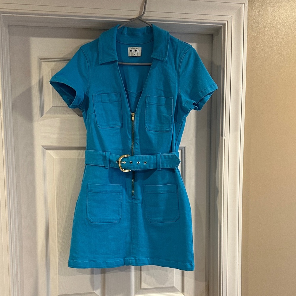 Miu Miu Vibrant Blue Mini Dress with Belt
